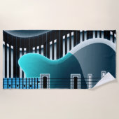 Serviette de plage turquoise de guitare électrique (Devant)