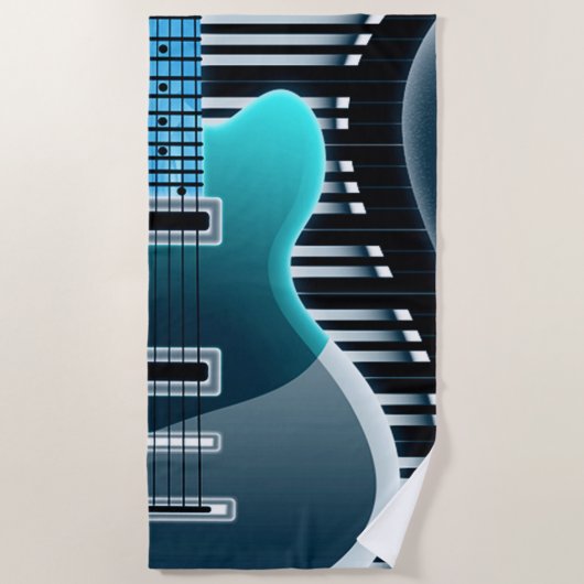 Serviette de plage turquoise de guitare électrique (Devant)