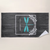 Serviette de plage turquoise Dragonfly Rustic Beac (Devant)