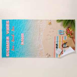 Serviette de plage turquoise esthétique d'été