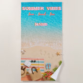 Serviette de plage turquoise esthétique d'été (Devant)