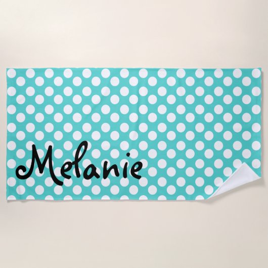 Serviette de plage turquoise et blanche (Devant)