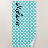 Serviette de plage turquoise et blanche (Devant)