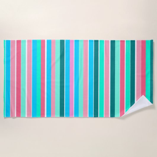 Serviette De Plage Turquoise et rose (Devant)