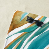 Serviette De Plage Turquoise Et Rouille Abstraites Personnalisées (En situation)