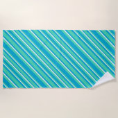 Serviette De Plage Turquoise islamique, Aqua, Motif à rayures blanche (Devant)