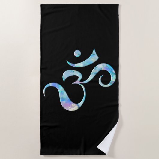 Serviette De Plage Turquoise Marbré Om (Devant)