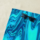 Serviette De Plage Turquoise Océan Bleu Vagues Monogramme Abstrait In (En situation)