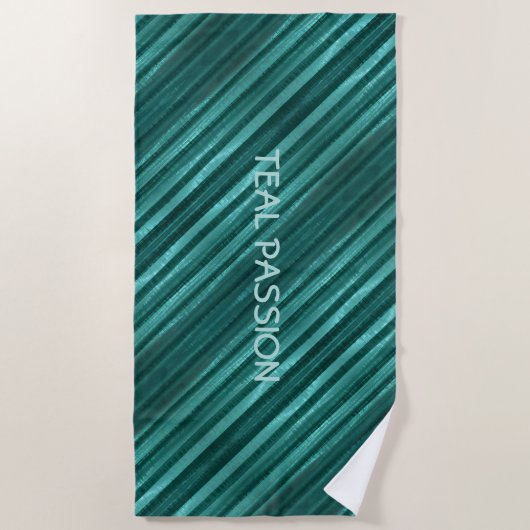 Serviette De Plage Turquoise Passion diagonale triée personnalisée (Devant)