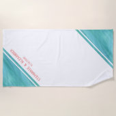 Serviette de plage Turquoise personnalisée Coral M (Devant)