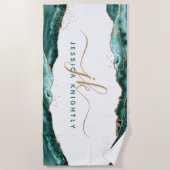 Serviette De Plage Turquoise Turquoise Agate Gold Parties scintillant (Devant)