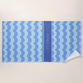 Serviette De Plage Turquoise Turquoise Royal Bleu Ondes Pavées (Devant)