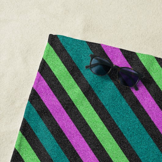 Serviette De Plage Turquoise, Vert citron, Parties scintillant rose c (En situation)