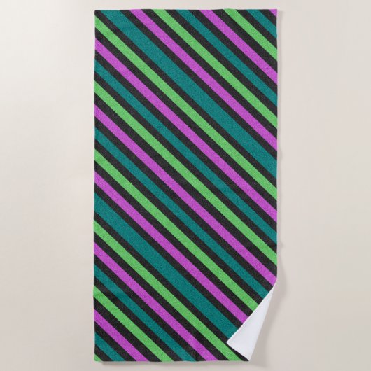 Serviette De Plage Turquoise, Vert citron, Parties scintillant rose c (Devant)
