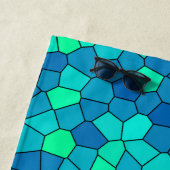 Serviette De Plage Turquoise Vert Cyan Bleu Motif (En situation)
