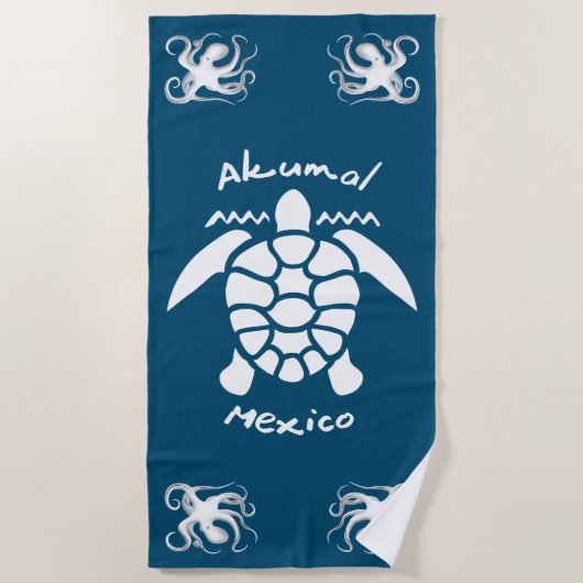 Serviette De Plage Turtle Diving Akumal, Mexico Beach Towel (Devant)