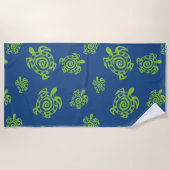 Serviette De Plage Turtle Green sur le terrain bleu (Devant)