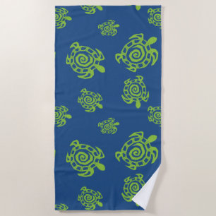 Serviette De Plage Turtle Green sur le terrain bleu