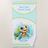 Serviette De Plage Turtle Vacances été Cute Nom personnalisé Garçon (Devant)