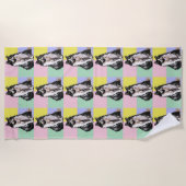 Serviette De Plage Tuxedo Chat Cute Chats Noir Blanc Pastel Arc-en-ci (Devant)