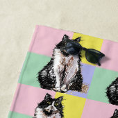 Serviette De Plage Tuxedo Chat Cute Chats Noir Blanc Pastel Arc-en-ci (En situation)