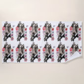 Serviette De Plage Tuxedo Chat Cute Jolie Fleurs Chats Aquarelle (Devant)