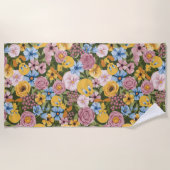 Serviette De Plage TWEETY™ Floral Embroidery Pattern (Devant)