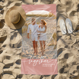 Serviette De Plage Typographie Couple Saint-Valentin Rose Pâle Ensemb