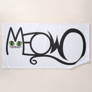 Serviette De Plage Typographie de chat Miaou