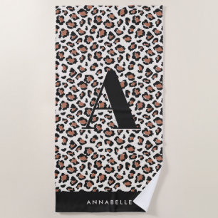 Serviette De Plage Typographie initiale Empreinte de léopard en terre