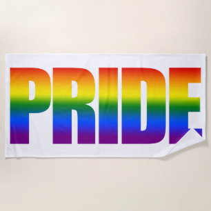 Serviette De Plage Typographie LGBTQ de drapeau d'arc-en-ciel du gay