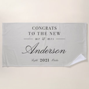 Serviette De Plage Typographie moderne et classe M. et Mme mariage