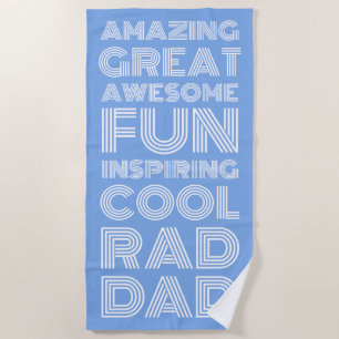 Serviette De Plage Typographie moderne rétro rad papa drôle bleu clai