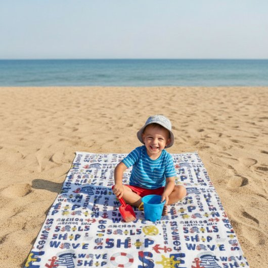 Serviette De Plage Typographie Nautique
