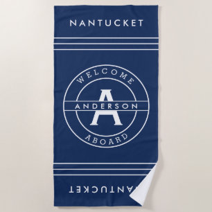 Serviette De Plage Typographie nautique moderne d'initiale de