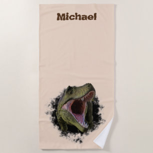 Serviette De Plage Tyrannosaures T-rex Dinosaure Nom Personnalisé