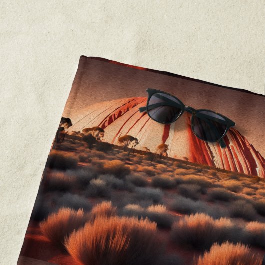 Serviette De Plage Uluru "Ayers Rock" Australia Oil Paint, (En situation)