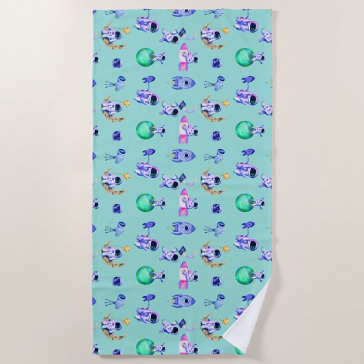 Serviette De Plage Un astronaute lance une fusée spatiale (Devant)