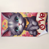 Serviette De Plage Un chat amoureux (Devant)