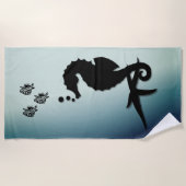Serviette De Plage Un cheval de mer dans le vert (Devant)