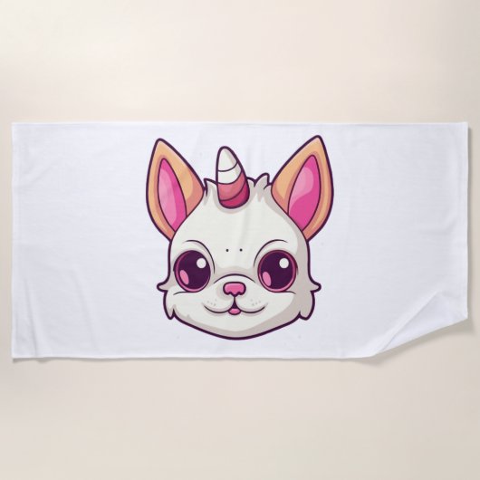 Serviette De Plage un chien aux cornes de licorne (Devant)