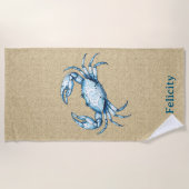 Serviette De Plage Un Crabe Bleu (Devant)