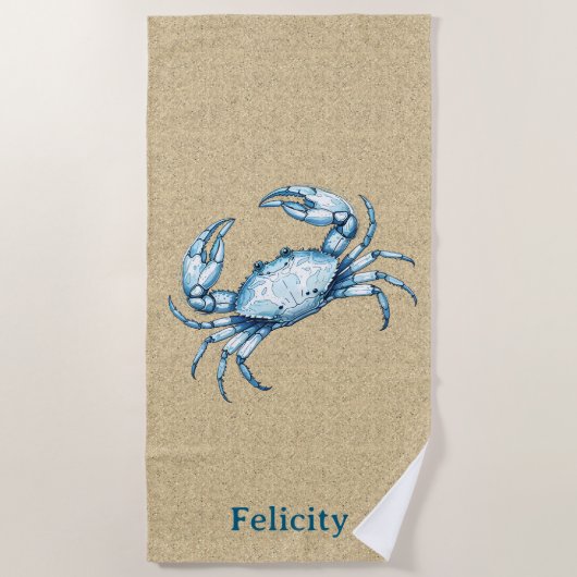 Serviette De Plage Un Crabe Bleu (Devant)