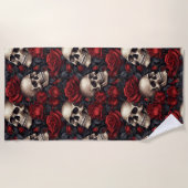 Serviette De Plage Un crâne et une série Rose 10 (Devant)