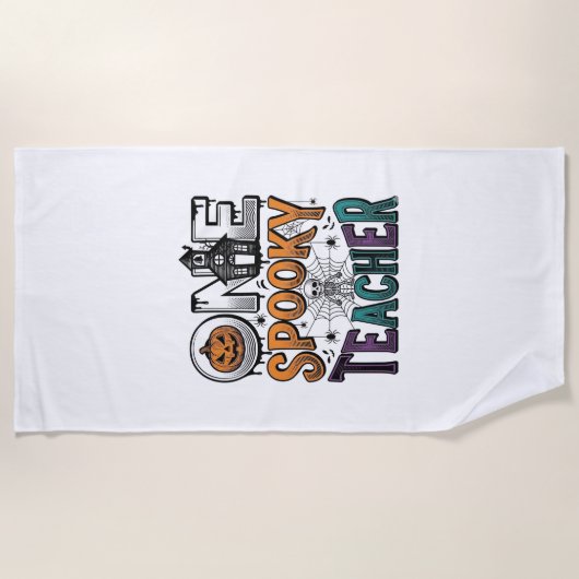 Serviette De Plage Un design vectoriel Halloween d'un professeur effr (Devant)