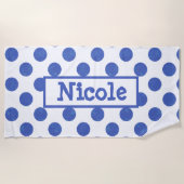 Serviette De Plage Un grand point Polka bleu moderne personnalisé (Devant)