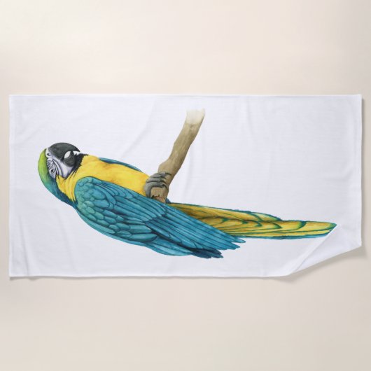 Serviette De Plage Un Macaw Turquoise (Devant)