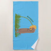 Serviette De Plage Un mignon chien de prairie reniflant la caricature (Devant)