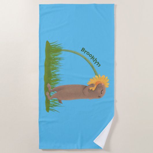 Serviette De Plage Un mignon chien de prairie reniflant la caricature (Devant)