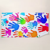 Serviette De Plage Un monde de mains en couleur (Devant)